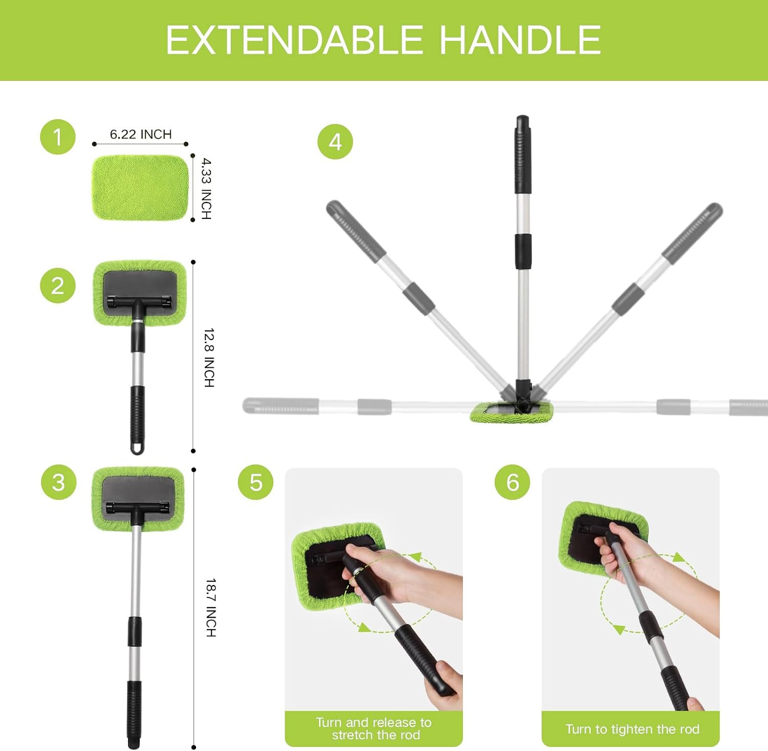 11Pcs Windshield Cleaner Tool, Car Window Cleaning Wash Kit with 6 Reusable Micr