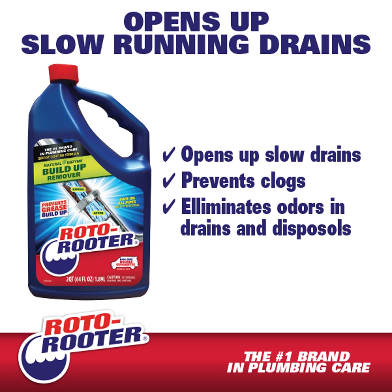 Build-Up Remover Drain Cleaner, Enzyme-Based Formula Helps Prevent Clogs and …