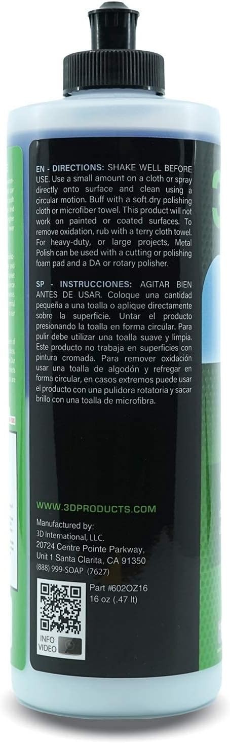 3D Metal Polish Cleaner 16 Fl Oz Heavy Duty Restores All Metal Surfaces