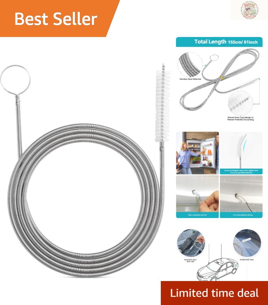 61 Inch Flexible Drain Brush with Scratch-Free Head – Perfect for Curved Pipes