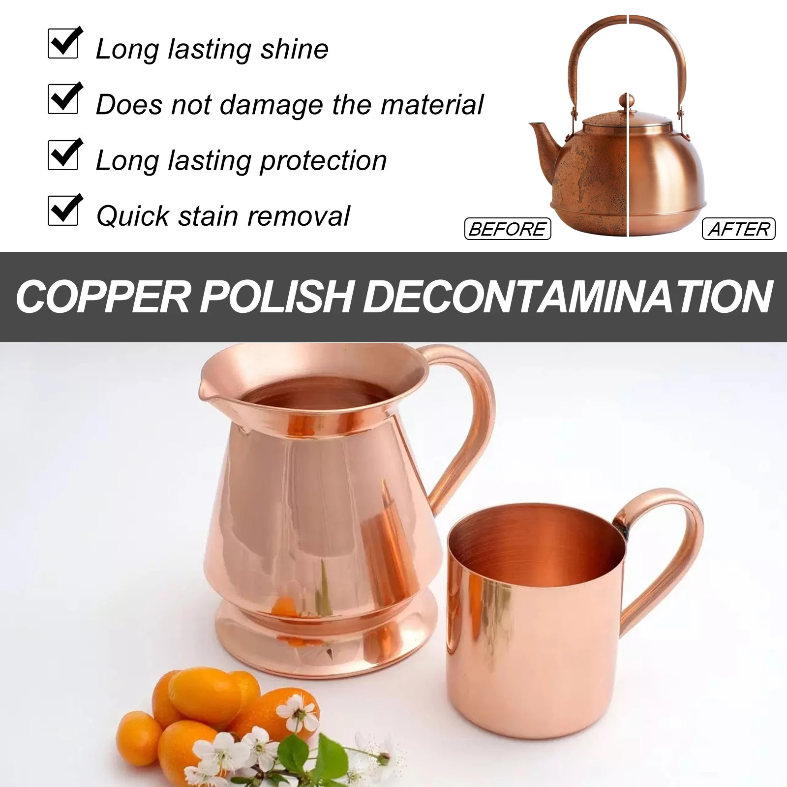 100ml Brass Copper Cleaner Polish Paste Non Abrasive Metal Rust Tarnish Remover