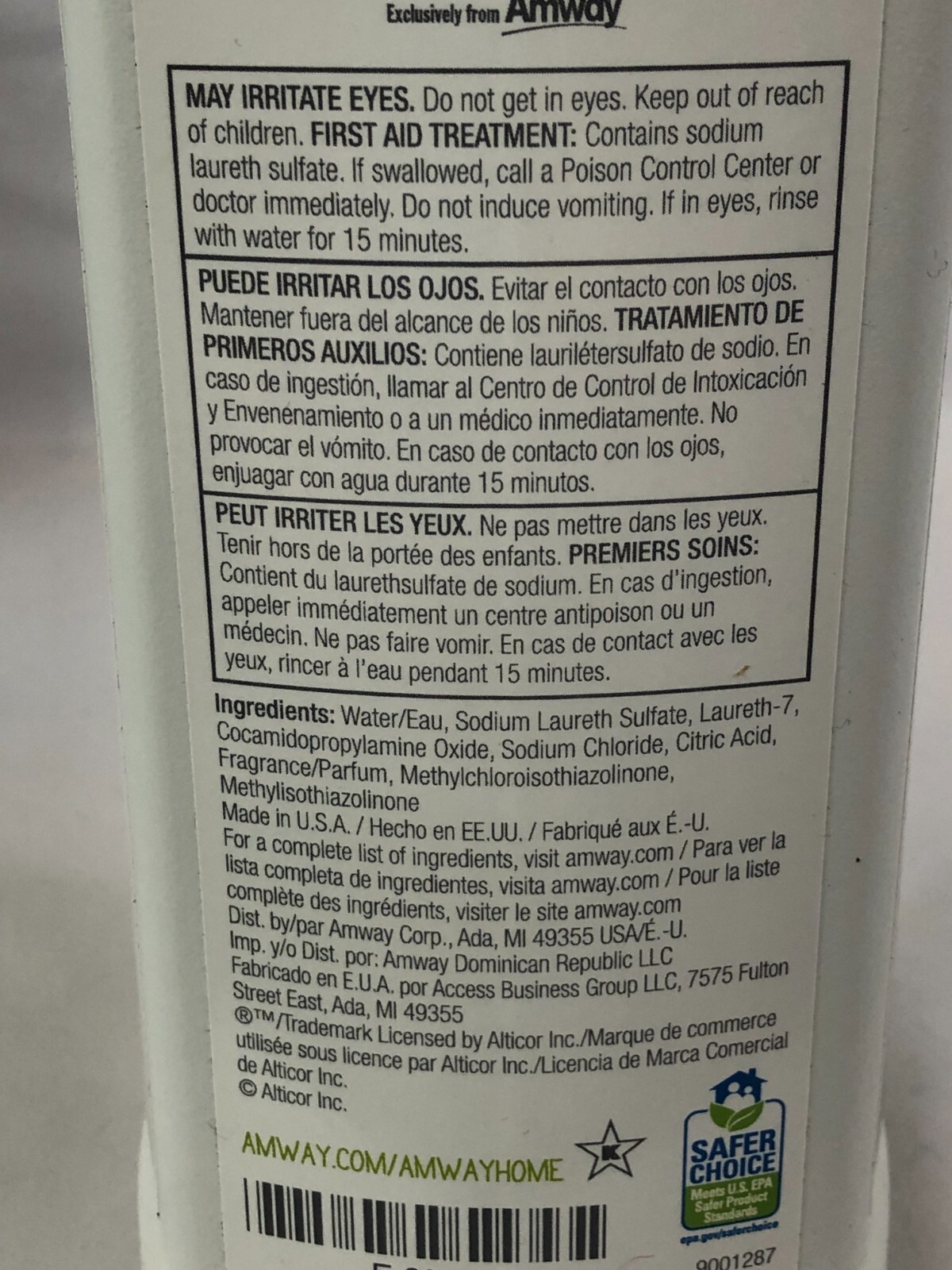 Amway Home Legacy of Clean Multi-Purpose Cleaner 33.8 fl. oz. Gentle Formula