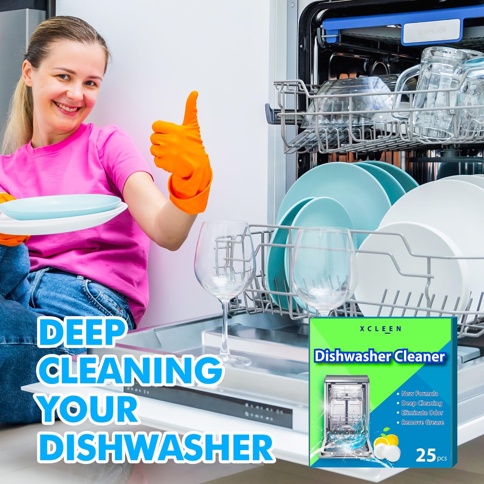 Dishwasher Cleaner and Deodorizer Tablet 25 Count, Deep Cleaning Tablet Helps…