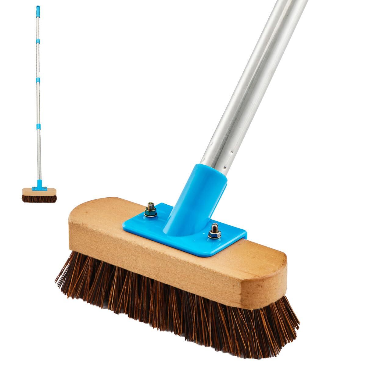 Heavy Duty Deck Brush With Long Handle 60″ Floor Scrub Brush With Stiff Natural