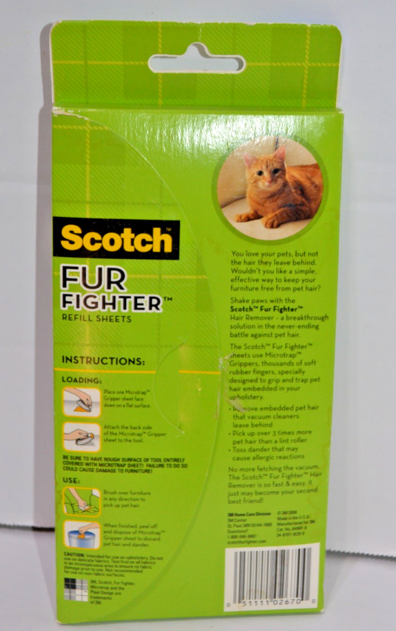 Scotch Fur Fighter 8 Refill Sheets 3M Dog Cat for upholstery