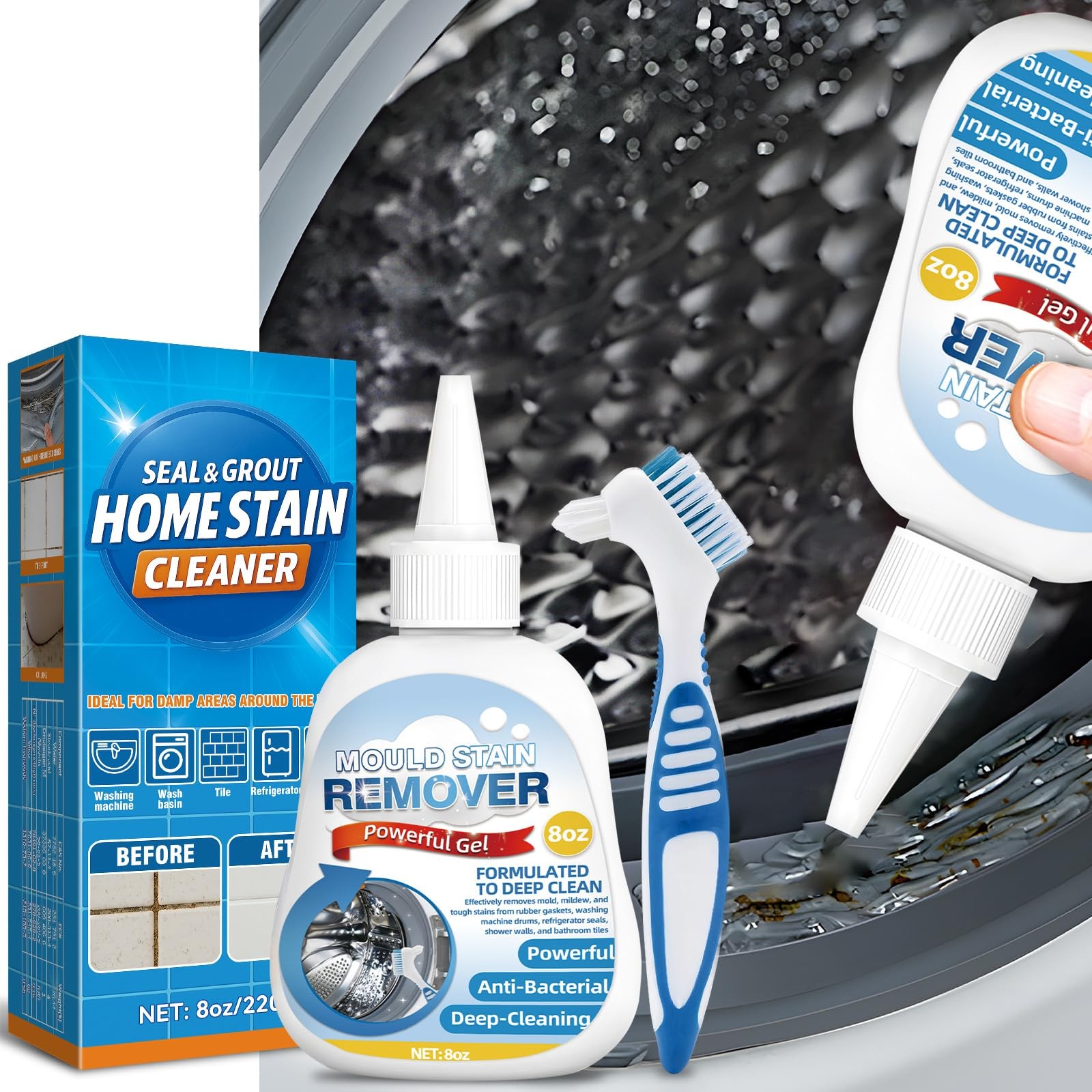 Home Remover Gel Washing Machine Cleaner Seal Front Load Washer Grout 7.44oz