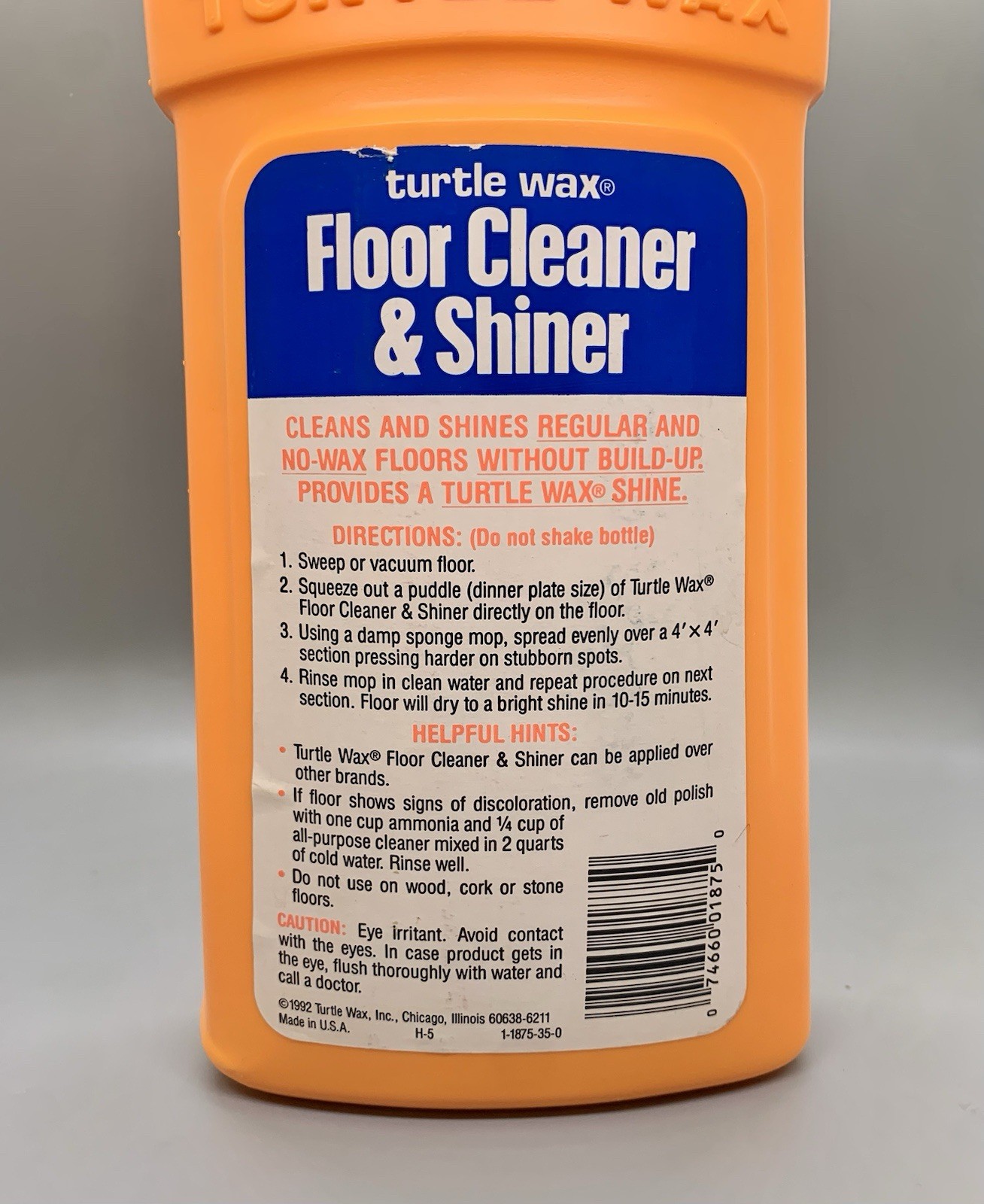 Vintage Turtle Wax Floor Cleaner & Shiner 1992 Full Size 32 oz Orange – NOS