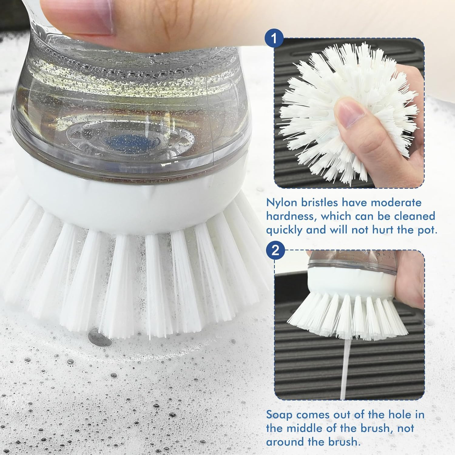 Palm Brush Refills for OXO Soap Dispensing Dish Brush | 4 Pack Cleaning