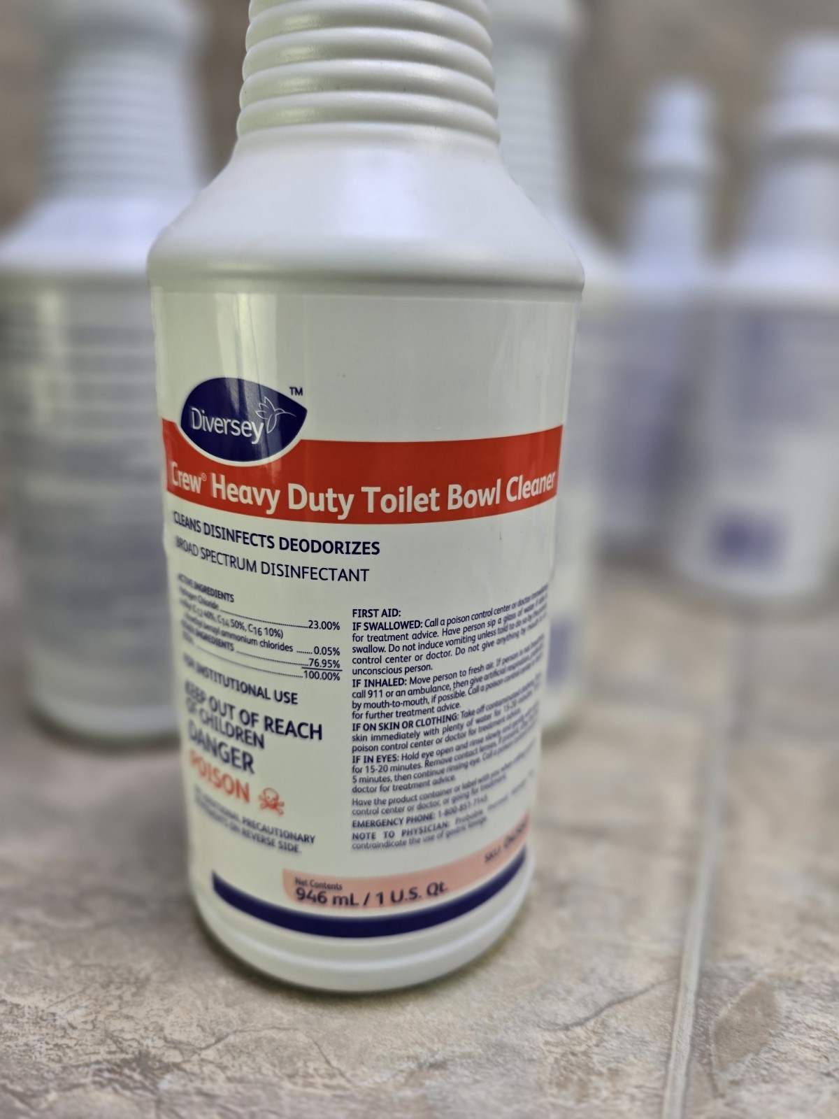 (3) Diversey Crew HEAVY DUTY Toilet Bowl Cleaner 32 oz. Ea. Exp 11/2026