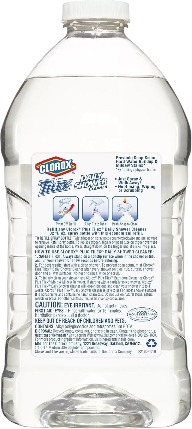 Clorox Tilex Daily Shower Cleaner Fresh Shower Liquid Refill, 1 Bottle, 64 Oz