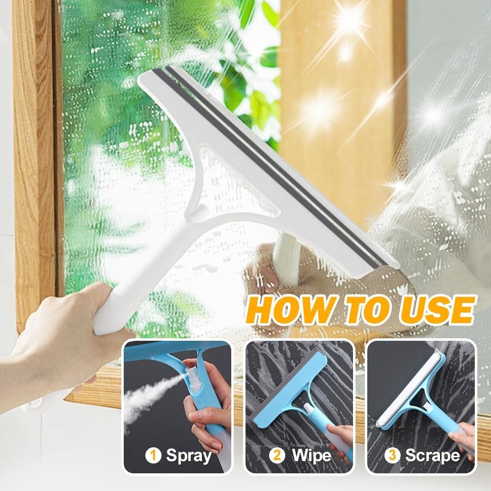 3 in 1 Window Squeegee with Sprayer,Sponge Brush and Scraper,3 in 1 Window squee