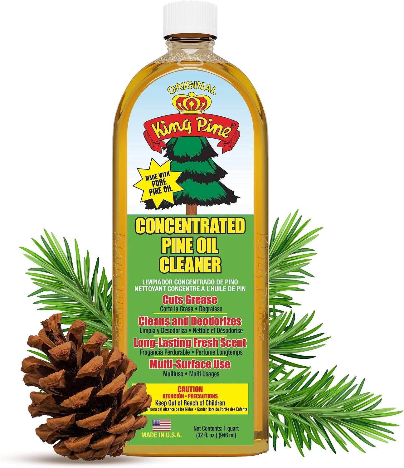 32 Fl Oz Industrial Strength Pine Oil Multi-Surface Cleaner with Fresh Scent