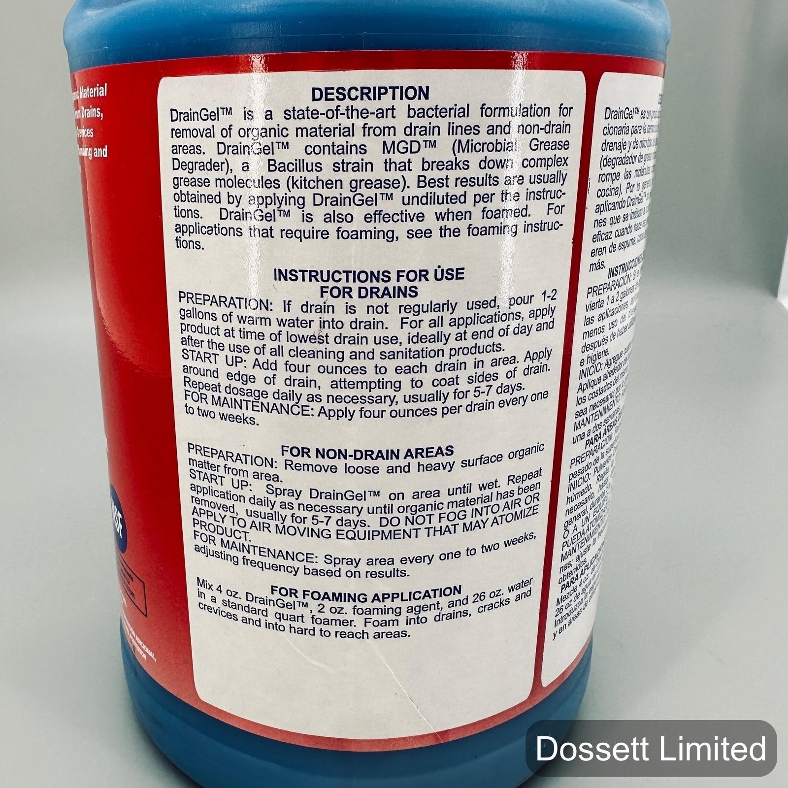 DrainGel Bacterial Drain Clog Remover 1 Gallon Gel Heavy Duty Grease Cleaner