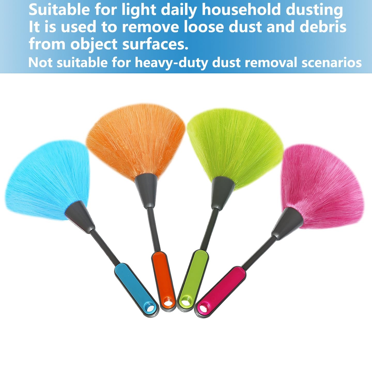 4 Pack 10″ Small Microfiber Duster, Delicate Fluffy Blue,green,pink