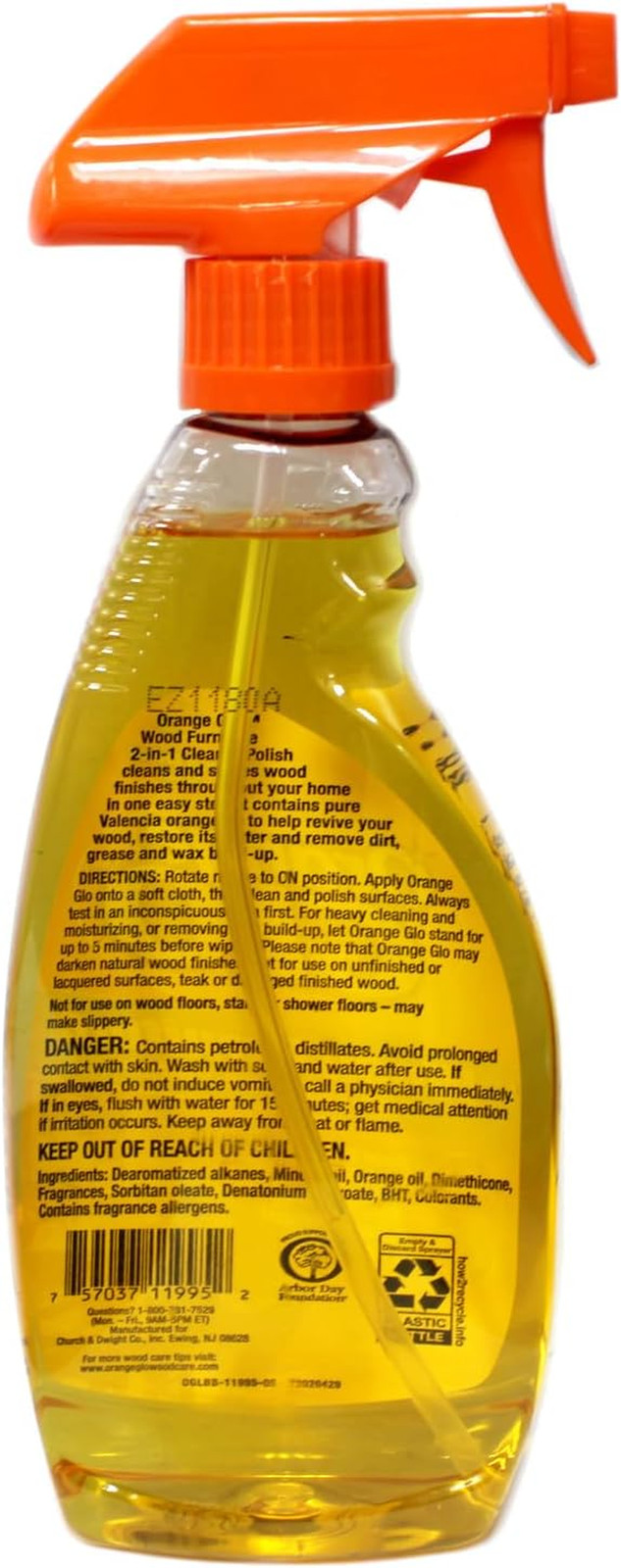 Wood Furniture 2-In-1 Clean & Polish Spray, Fresh Orange Scent, Real Valencia Or
