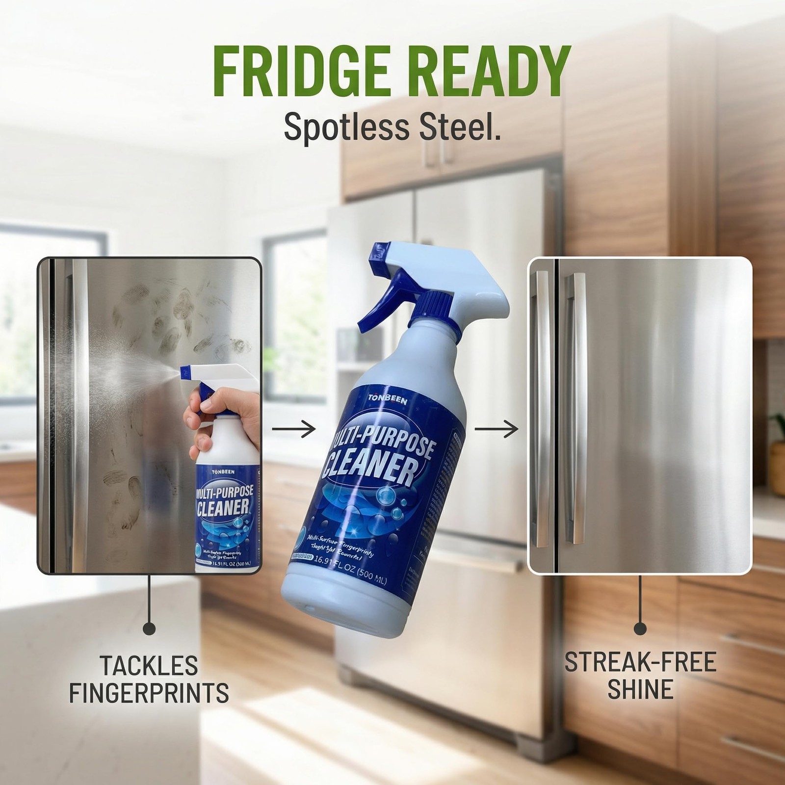 Refrigerator Cleaner Spray for Kitchen Appliances, Multi-Surface Cleaning Sol…