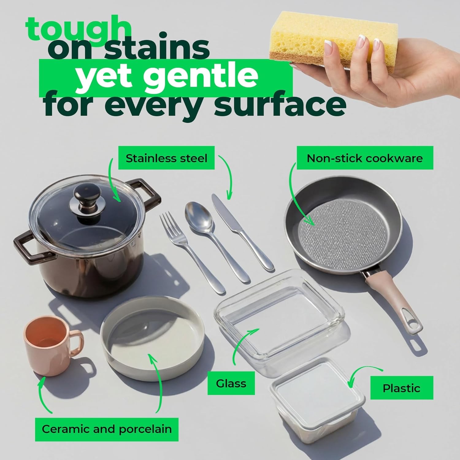 12 Pack Natural Biodegradable Kitchen Sponges – Eco-Friendly, Compostable,