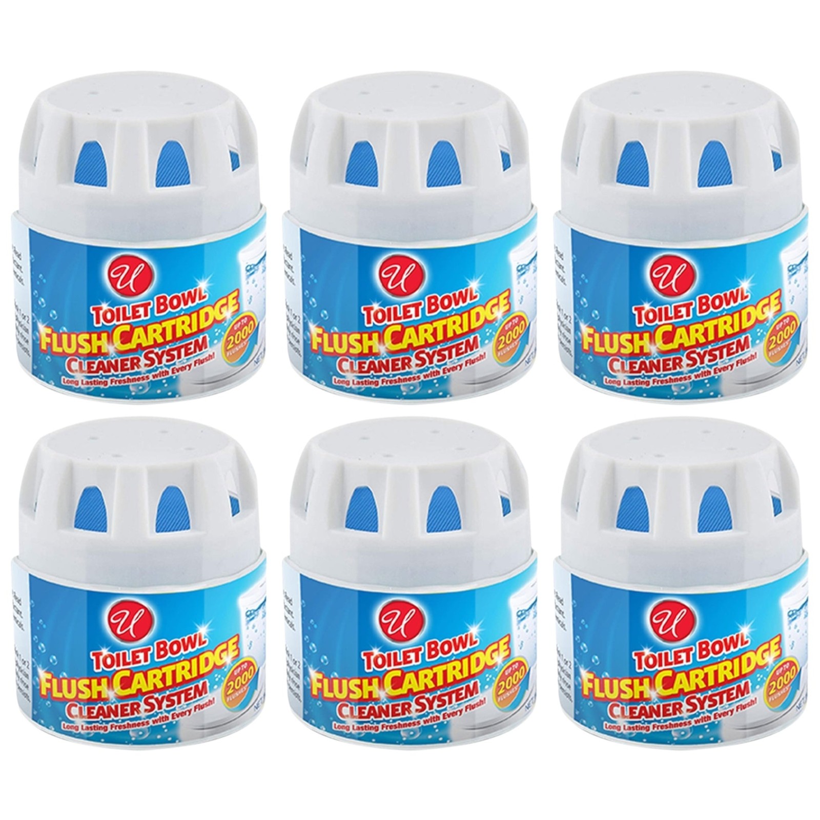 Toilet Bowl Flush Cartridge Cleaner System Lasts Up To 2000 Flushes (Pack of 6)