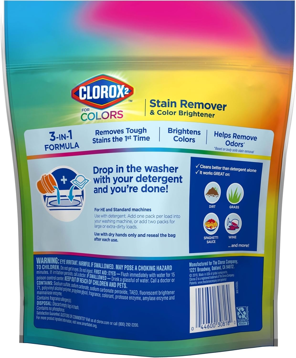 Odor-Free Stain Remover & Color Brightener, 40 Packs for All Fabric Care Needs