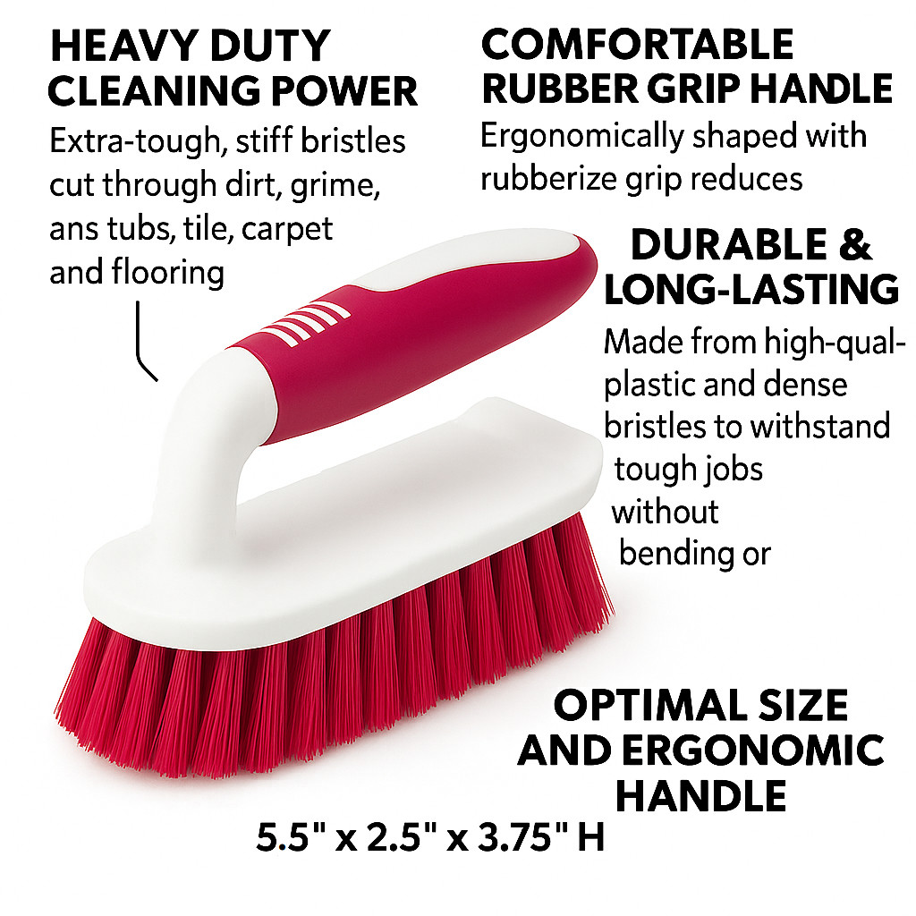 2 Pack Multi Purpose Scrub Brush Household Cleaning Kitchen Bath Sink Pots Pans