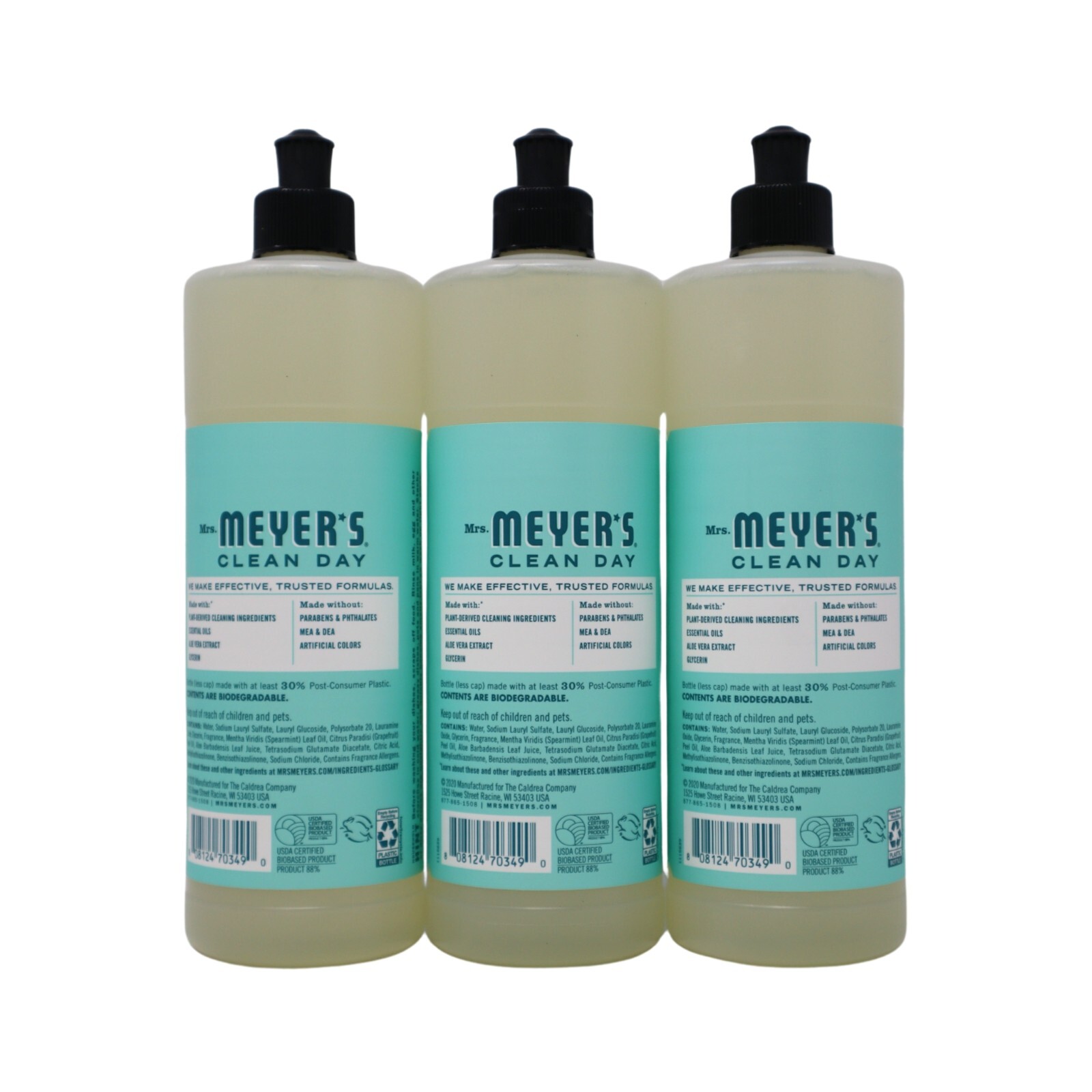 Mrs. Meyer’s Clean Day Dish Soap, Mint Scent, 16 Ounce Bottle, 3-Pack