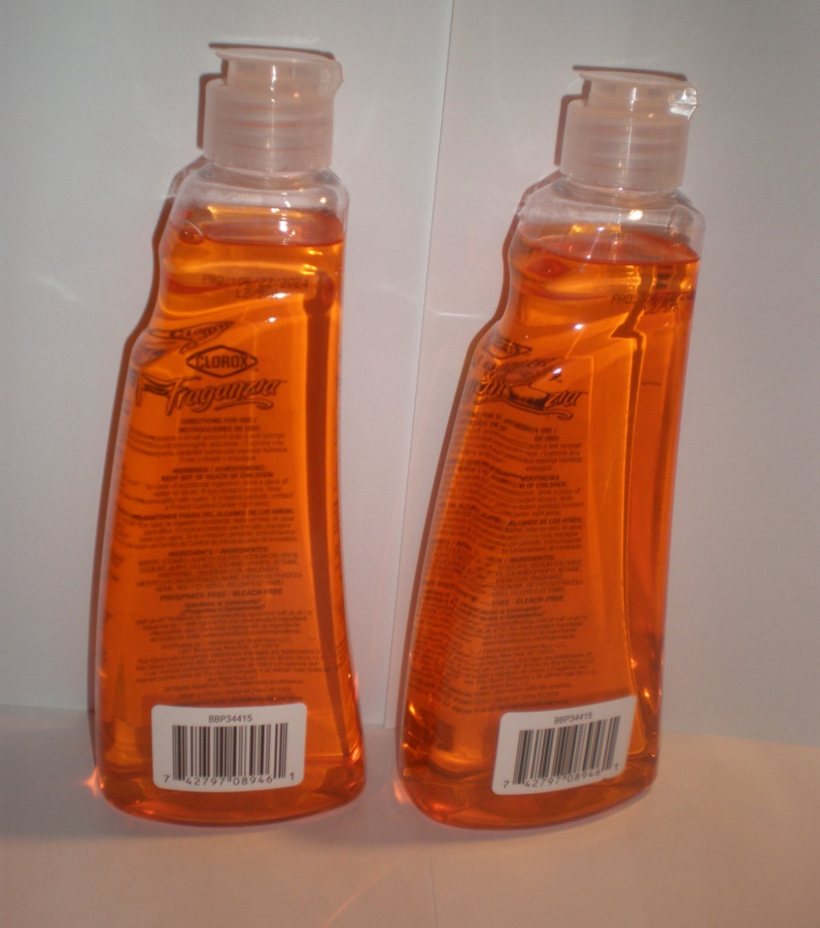 (2) FRAGANZIA BLEACH FREE PUMPKIN SPICE Dish Liquid TOUGH ON GREASE 14 FL OZ Ea