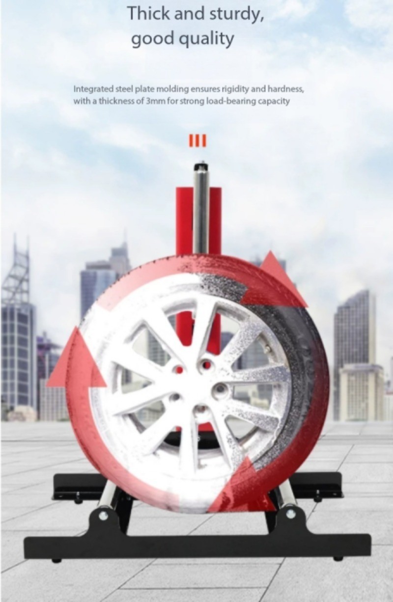 Professional Car Tire and Wheel Cleaning Rack with Rotating and Rolling Brackets