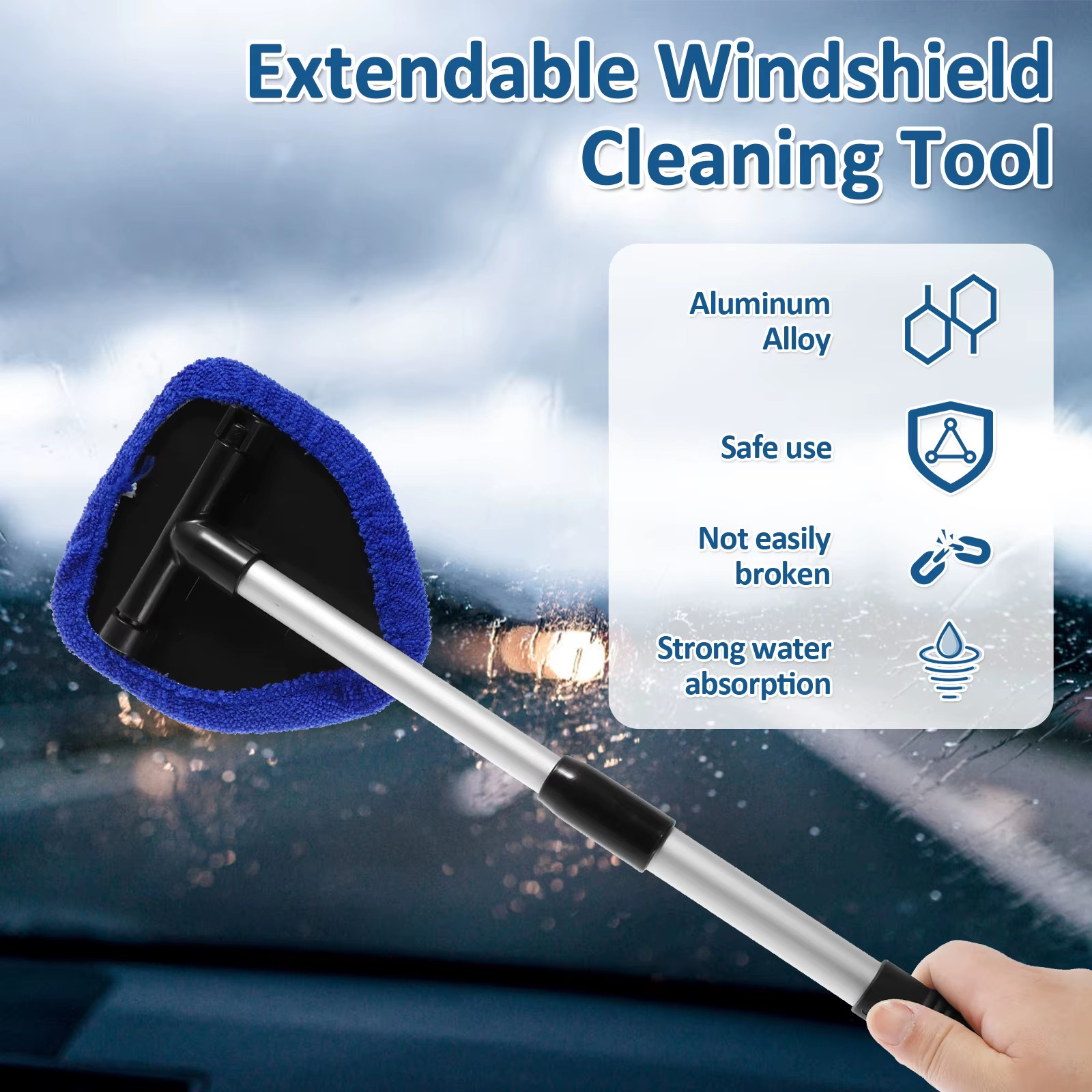 Windshield Cleaning Tool Kit Car Window Glass Wiper Cleaner Brush Pad Extendable