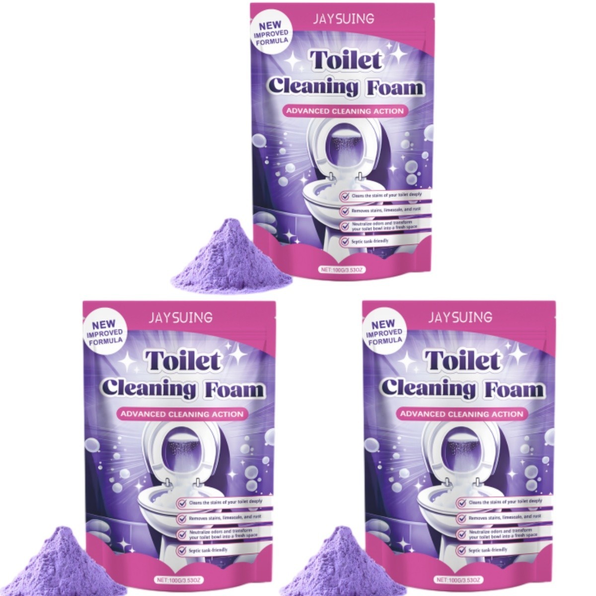 1/2/3 Bags 100g Fizzclean Toilet Foam Cleaner, Insta-Action Fizzclean Foam Clean