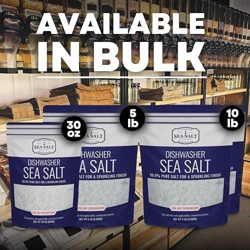 Natural Dishwasher Salt – Food Grade Coarse Sea Salt, Water Softener, 5 lb Bag