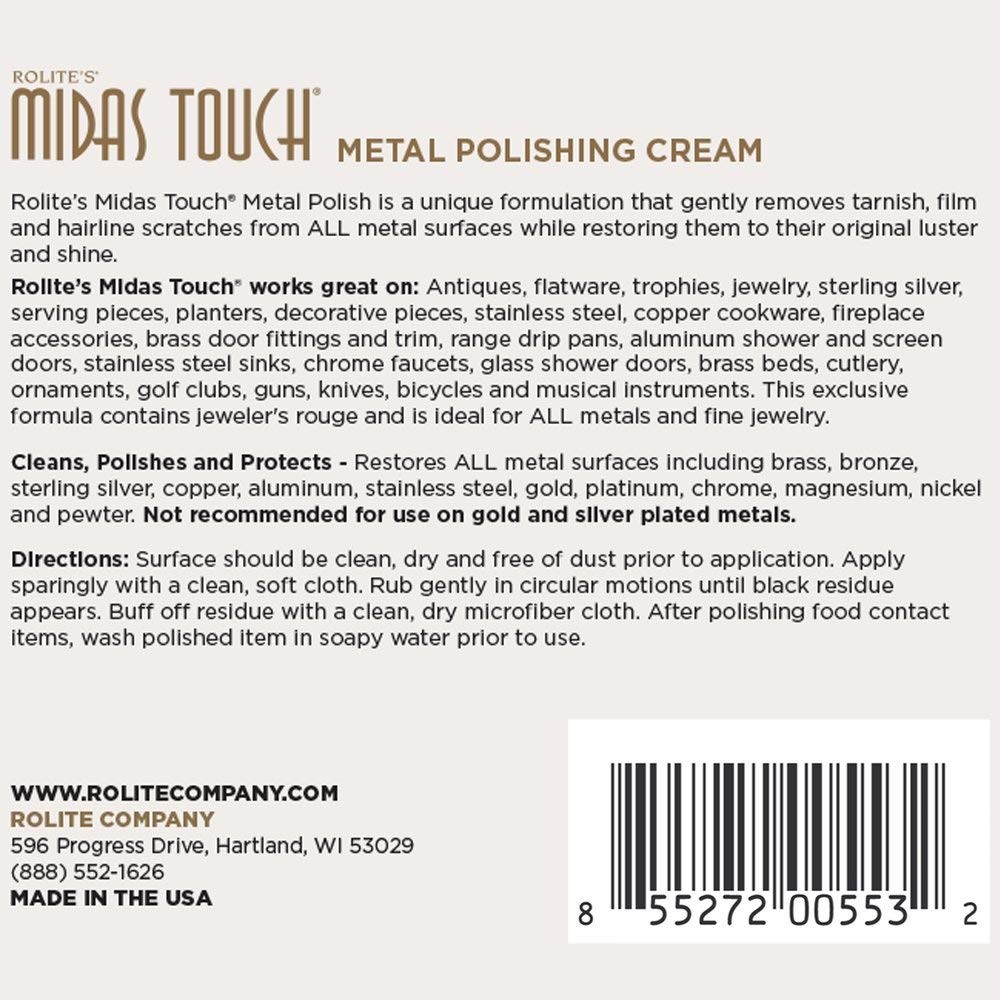 Midas Touch Metal Polishing Cream 2 Pack 4.5 Oz Each for Silver Gold Brass Co…