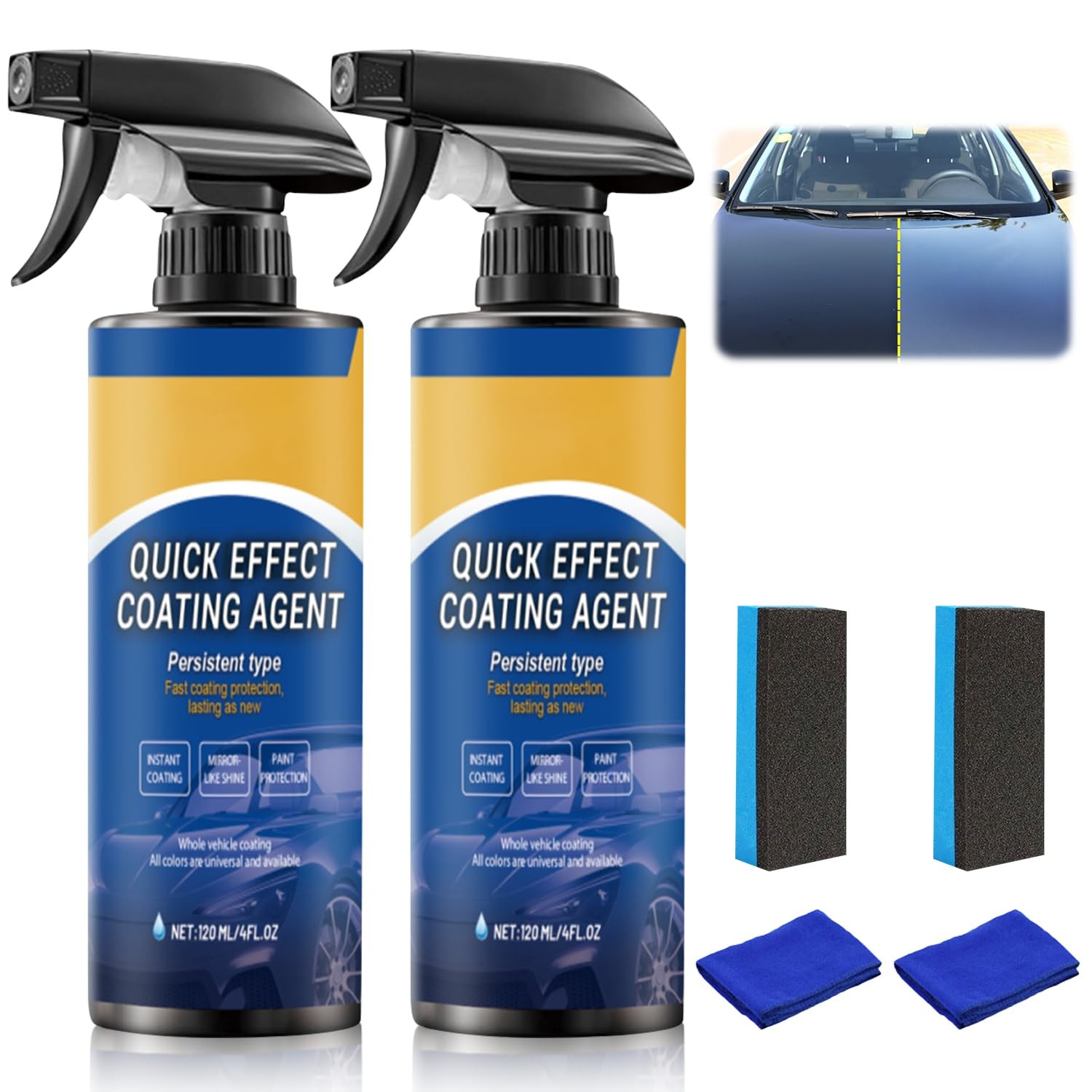 Quick Acting Car Coating Agent Spray 2Pcs Advanced Car Coating Protection