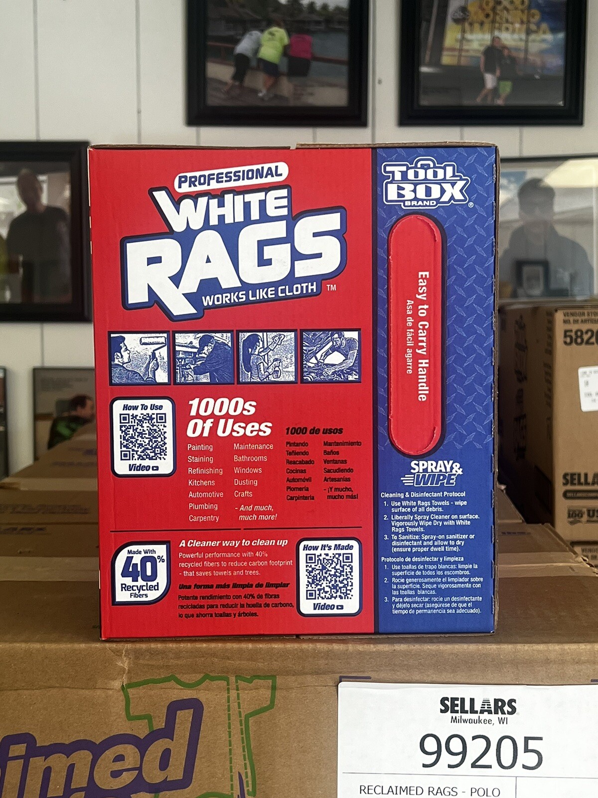 200 Count White Rags TOOLBOX Big Grip Refills Professional Clean Up Garage Rags