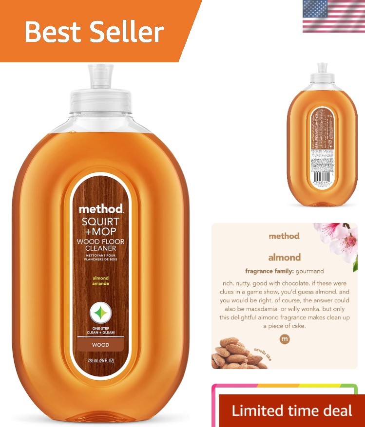 25oz Method Squirt + Mop Cleaner for Hardwood Floors – Almond Scented & No-Rinse