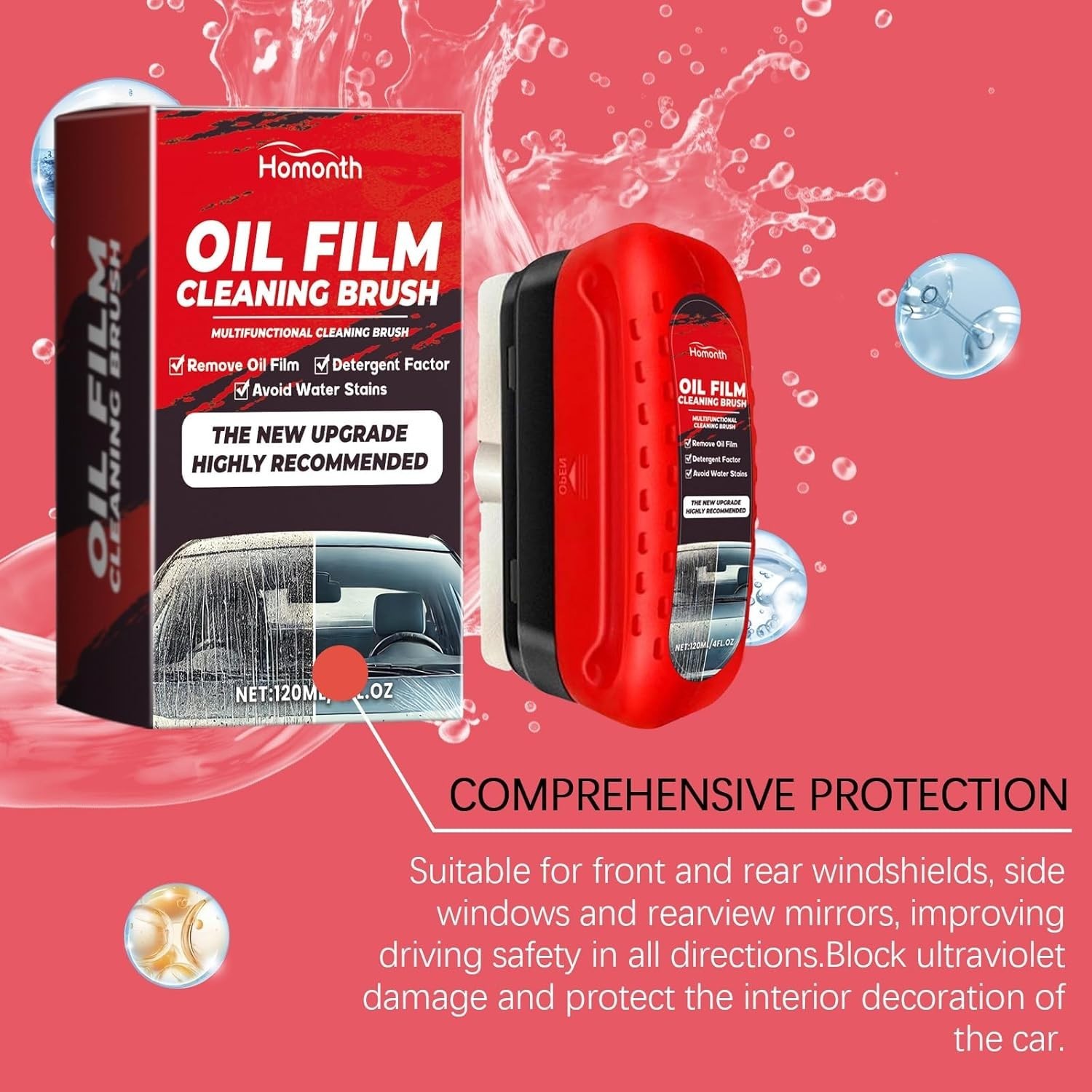 Hydrophobic Windshield Cleaner with Integrated Brush – Anti-Fog Safety Solution
