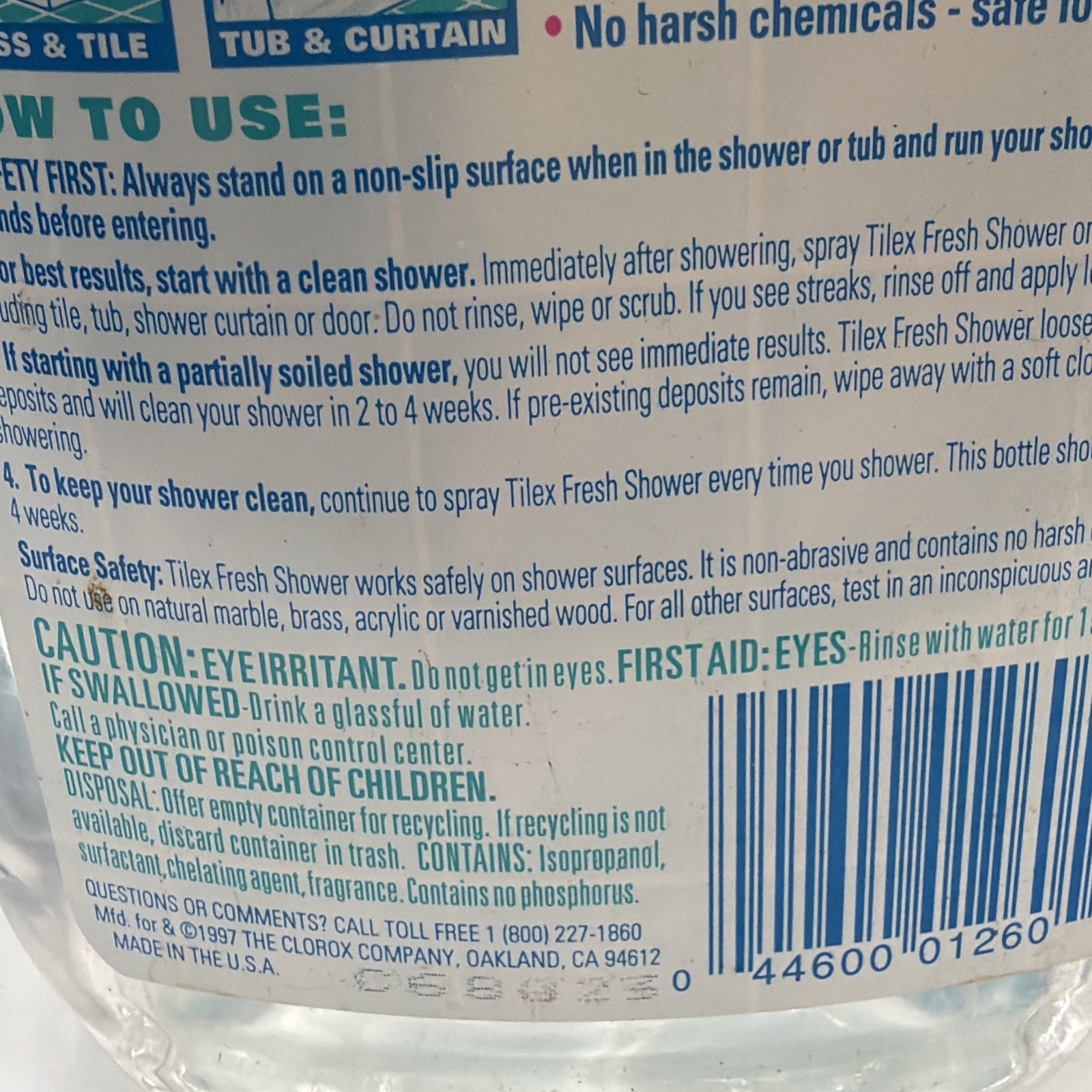 Discontinued Tilex Fresh Shower Daily Shower Cleaner 32 Fl Oz 90% Full 1997