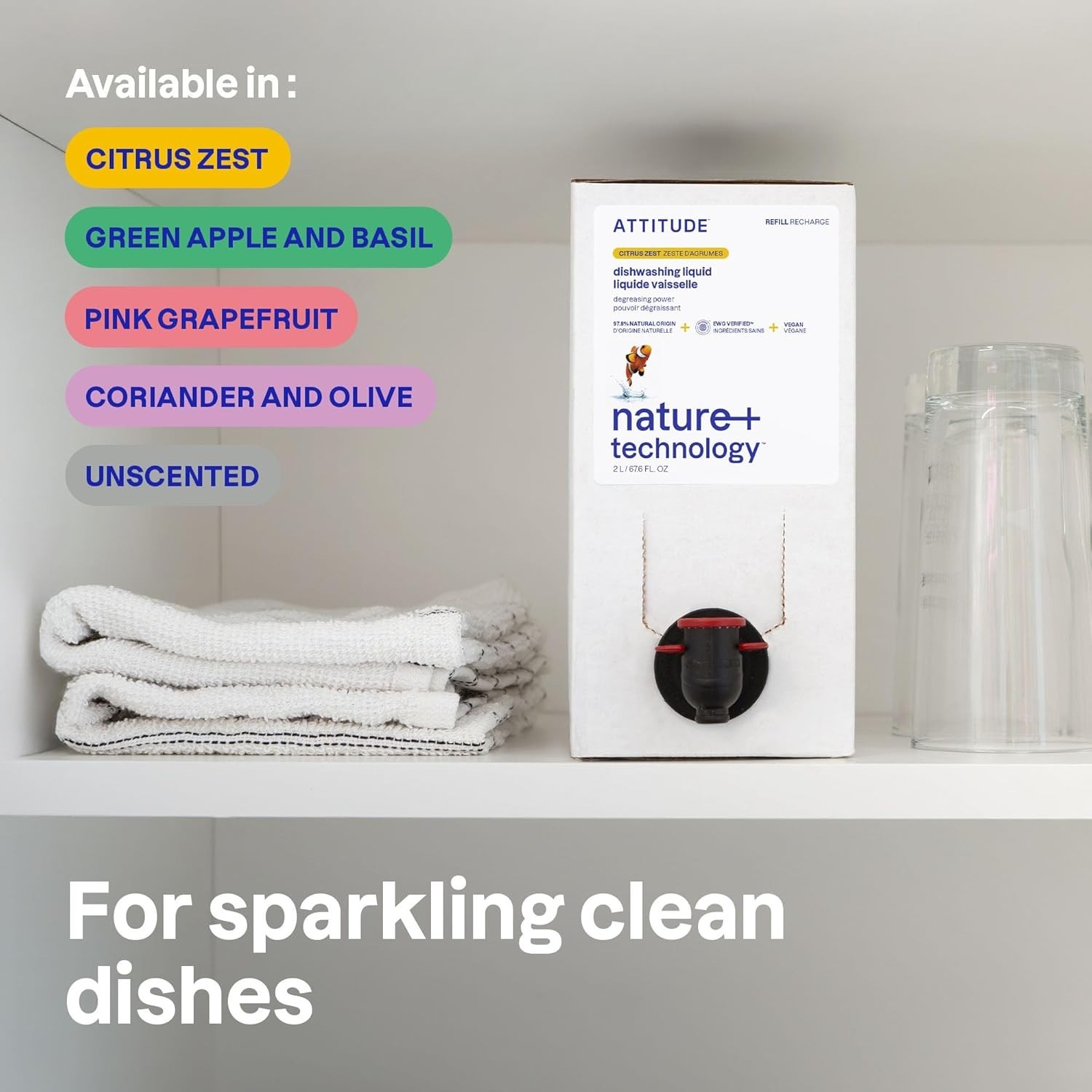 Sustainable Unscented Dish Soap Refill – 67.6 Fl Oz, EWG Verified & Cruelty-Free