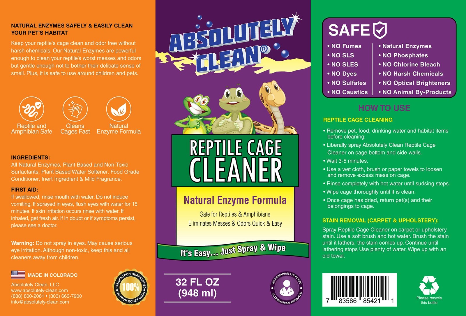 Absolutely Clean Amazing Terrarium Cleaner And – – – Usa Made 32Oz