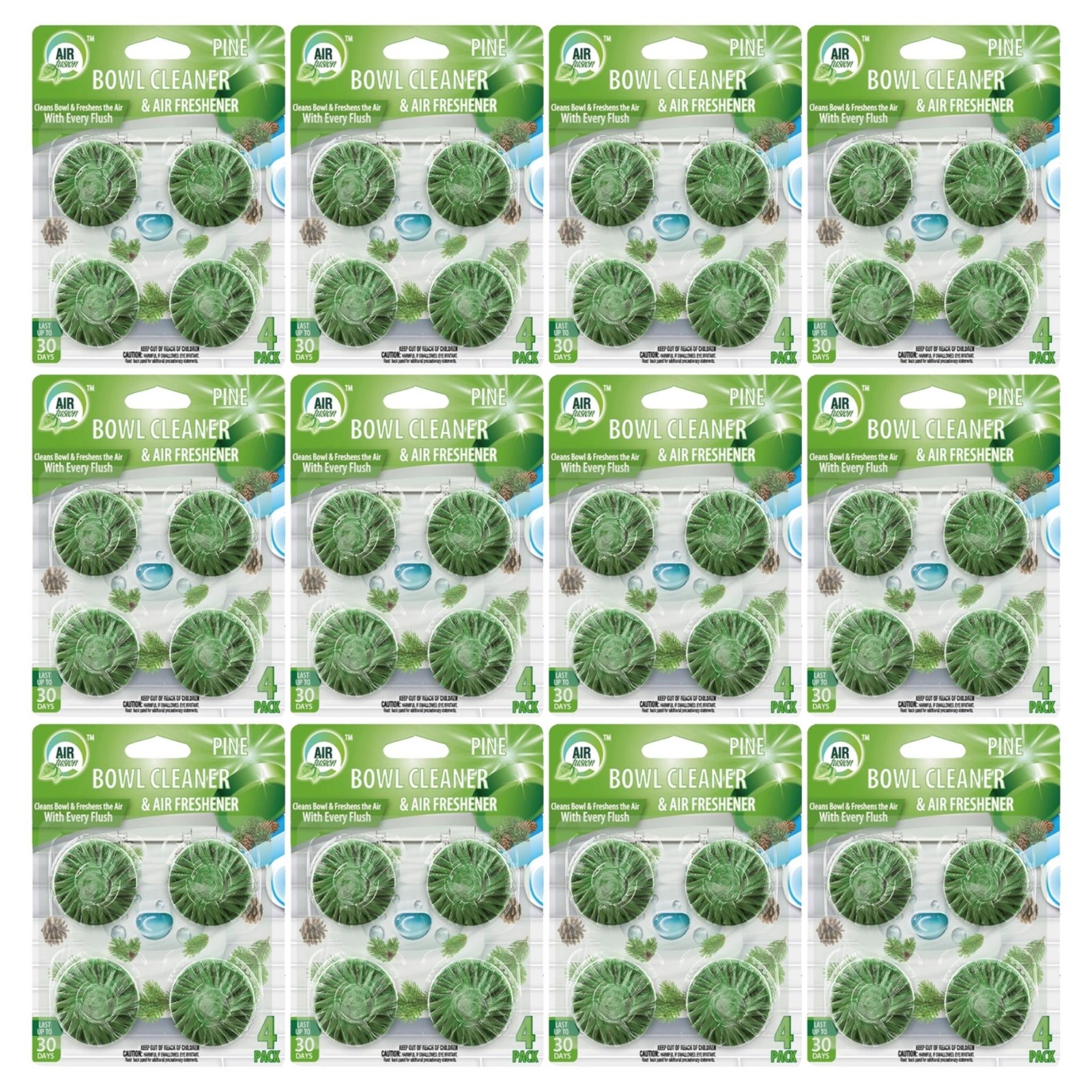 48 Count Pine (Green) Toilet Bowl Cleaner & Air Freshener – Lasts 30 Days