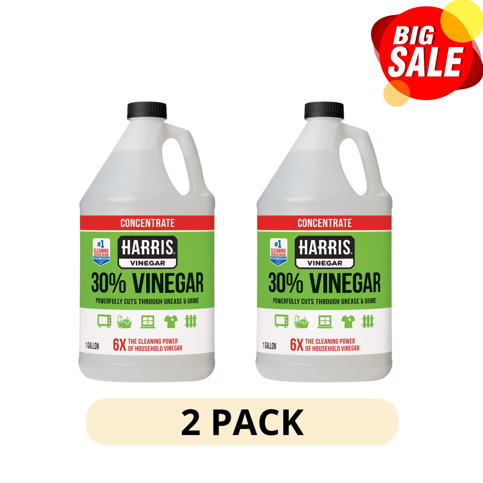 2 Pack Harris 30 Percent Vinegar Concentrate 1 Gallon All Purpose