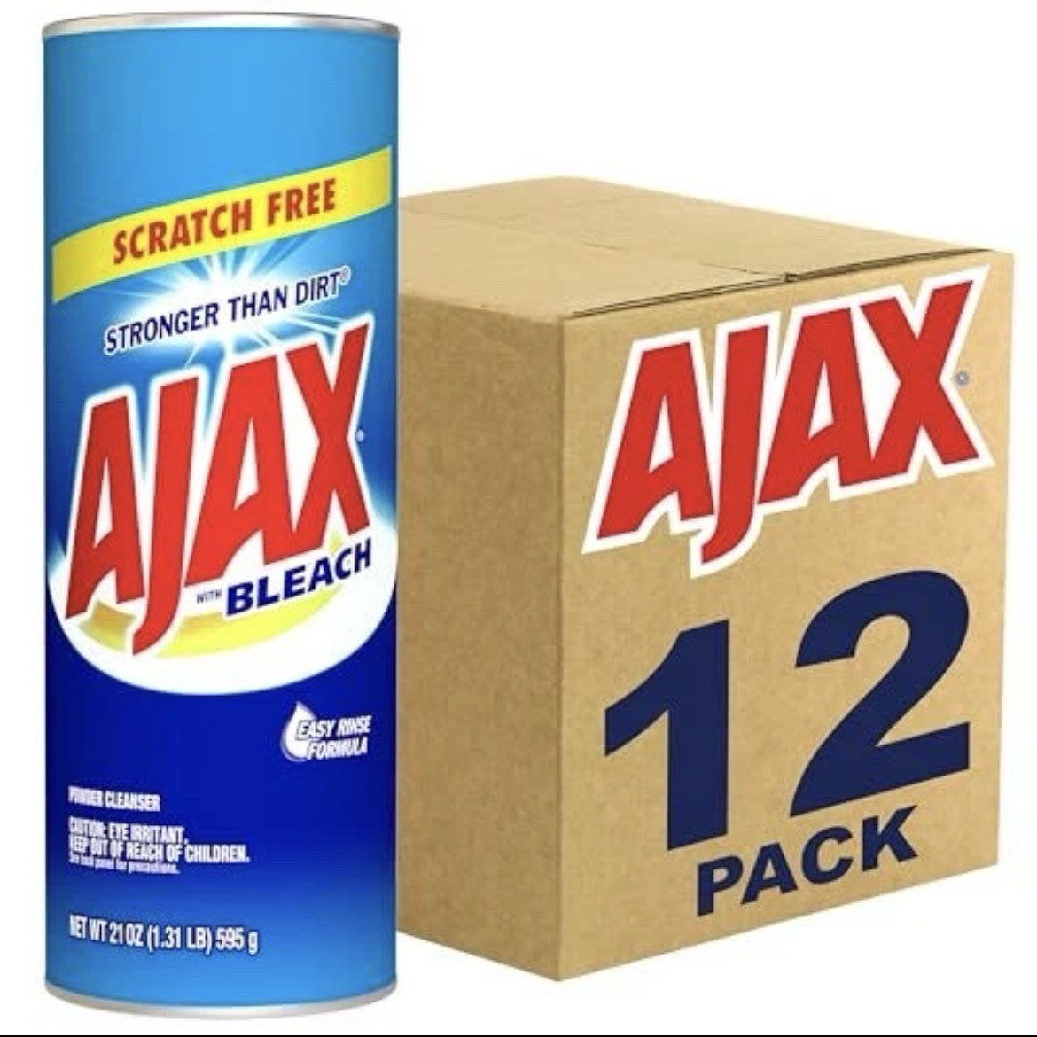 Ajax Powder Cleanser 21 Ounce Pack of 12 Easy Rinse Scratch Free Formula