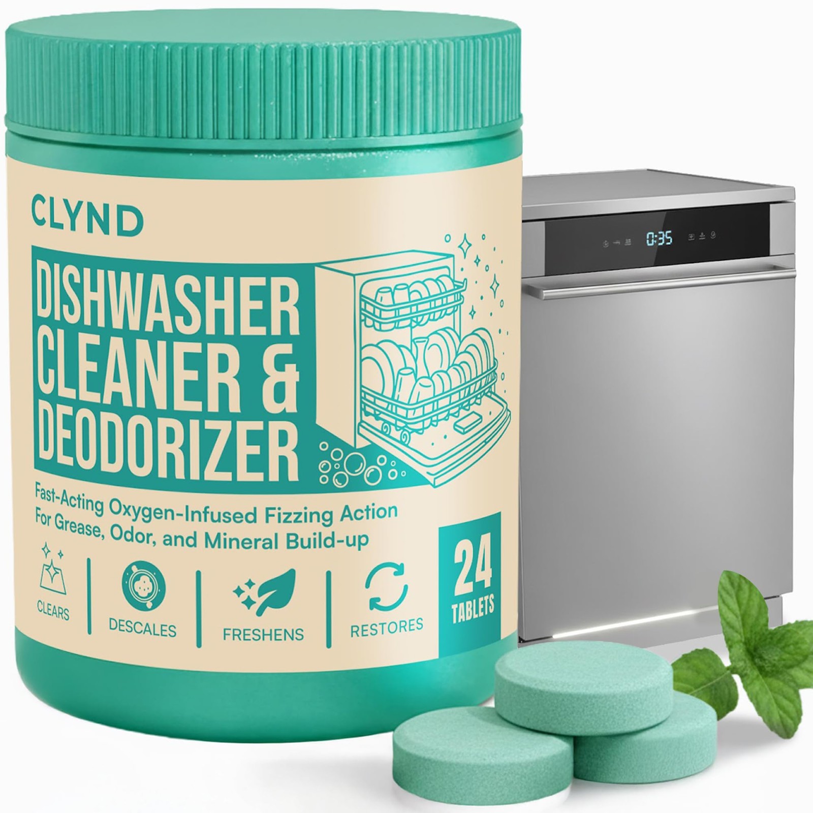 Dishwasher Cleaner and Deodorizer Tablets 24 Pack Deep Clean Dishwasher Clea…