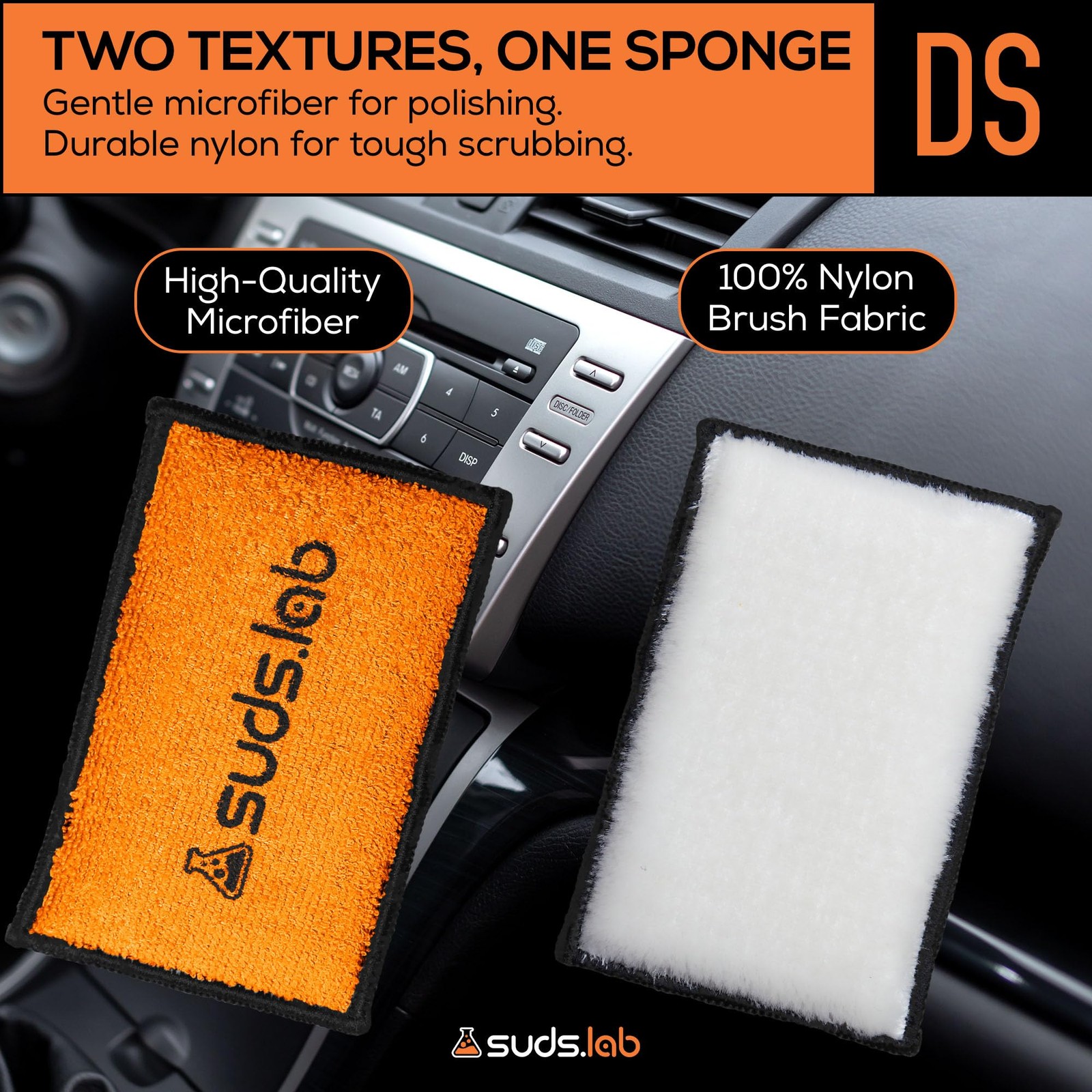 Suds Lab DS Microfiber Detailing Scrub Pad 3 Pack – Car Interior Cleaning & D…