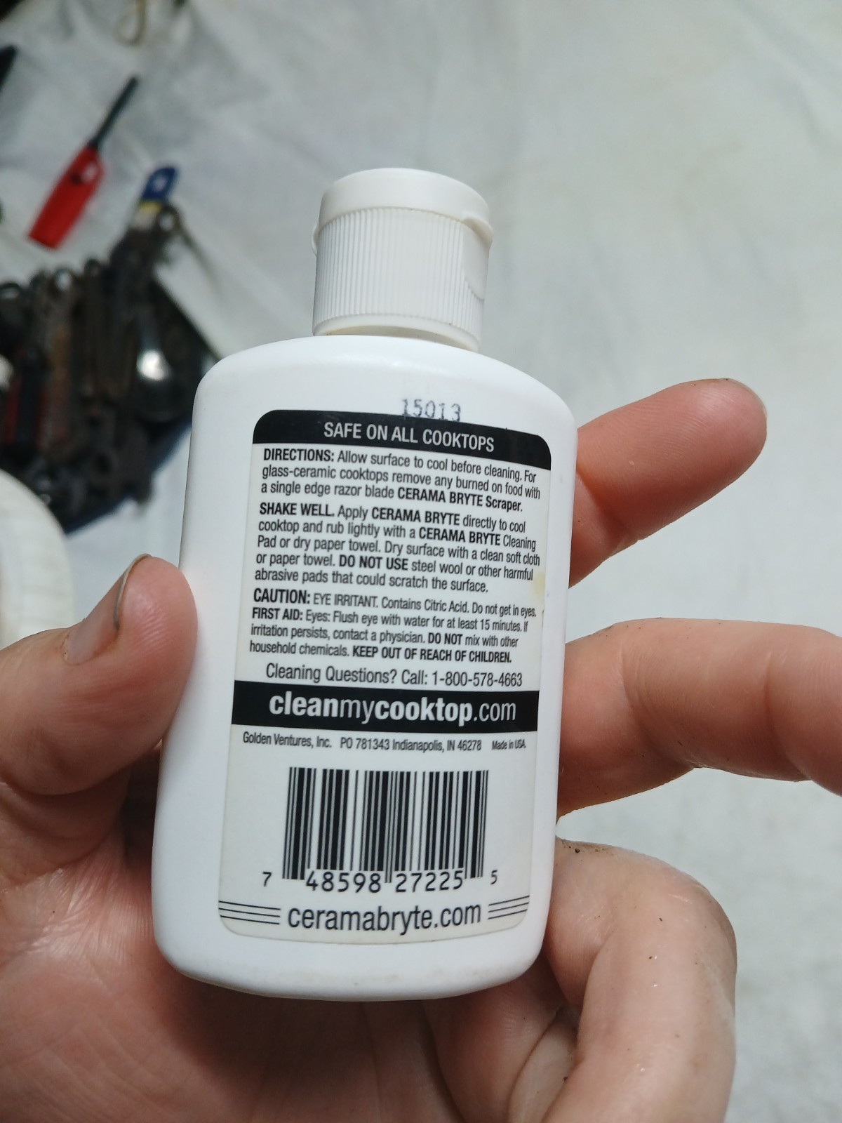 small bottle of Cerama Bryte Cooktop Cleaner. 2.75oz