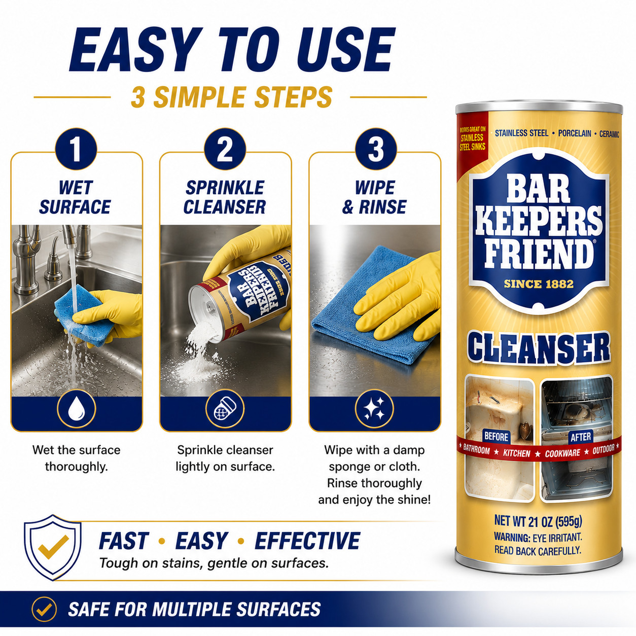 Bar Keepers Friend 21 oz. All-Purpose Cleaner and Polish (4-Pack)