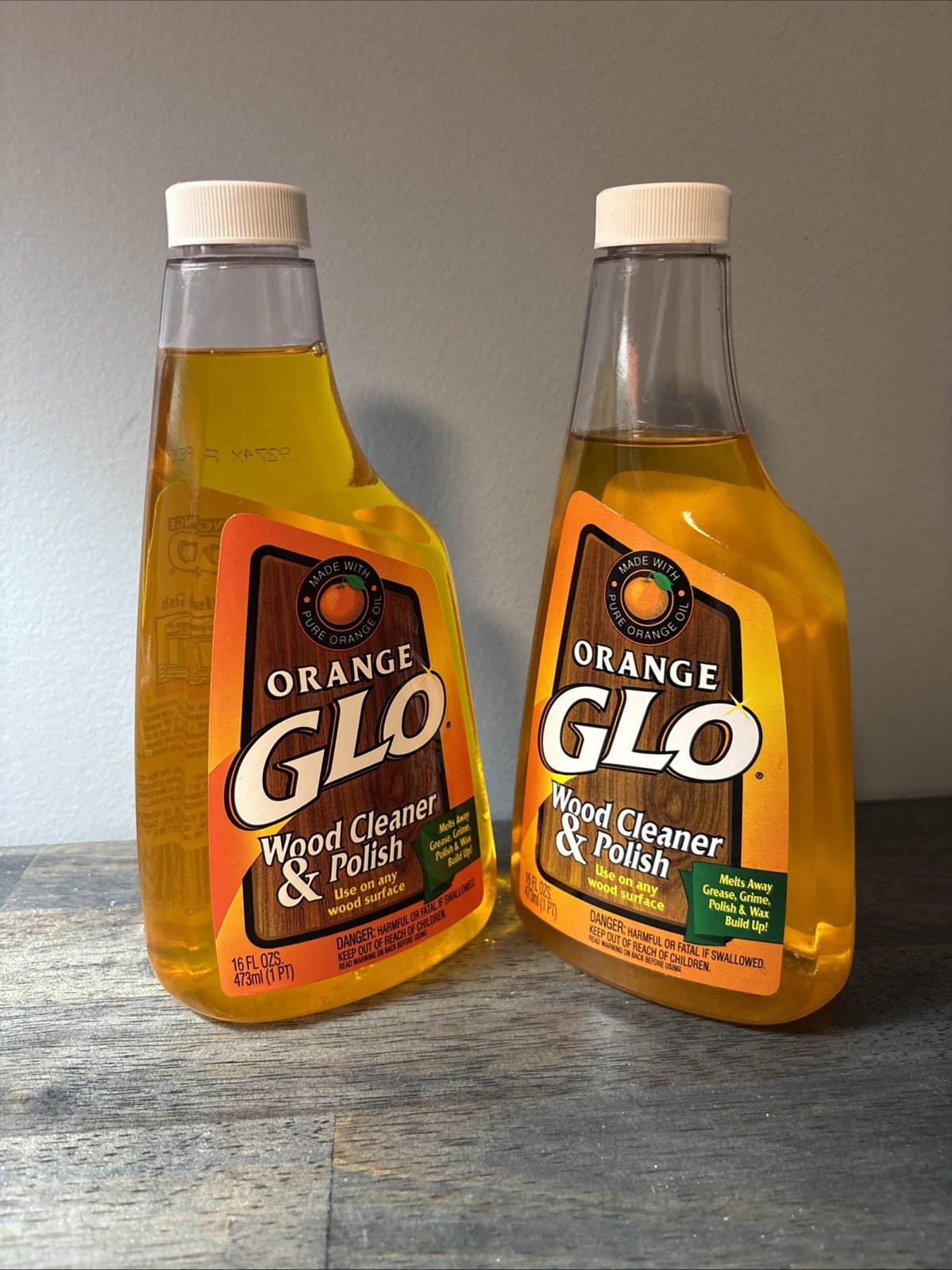 2 ORANGE GLO Wood Cleaner & Polish 16 Oz Liquid Refill 95% Full & New USA
