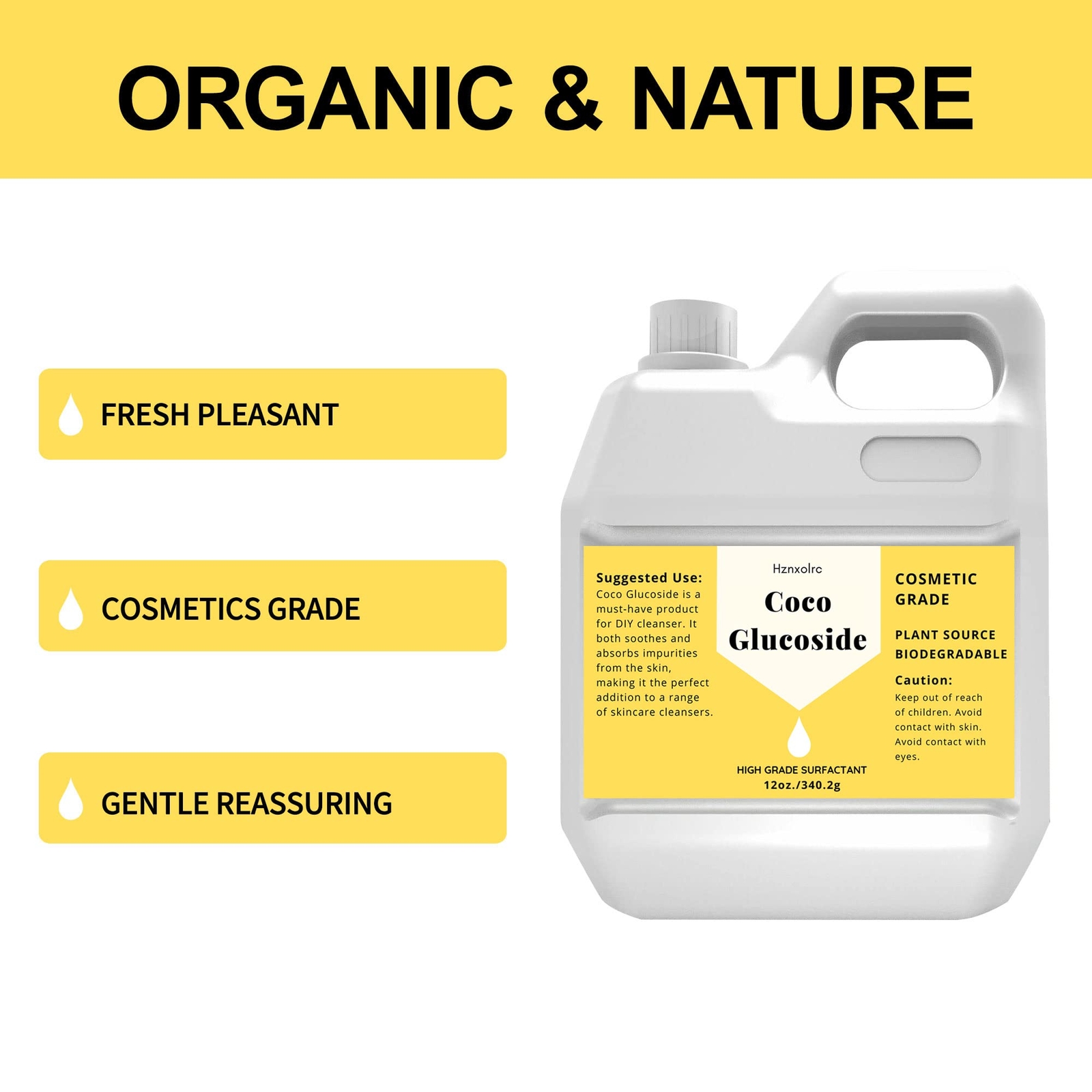 12 Oz Coco Glucoside Surfactant Natural Foaming Cleanser Plant Derived Biodegrad