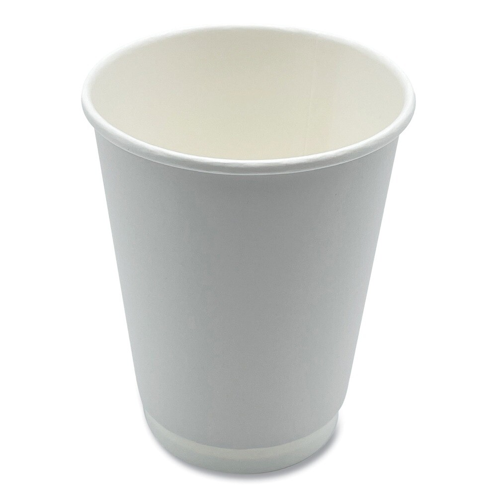 Boardwalk DW12HCUPPK 12 oz. Double-Walled Paper Hot Cups – White (25/Pack) New