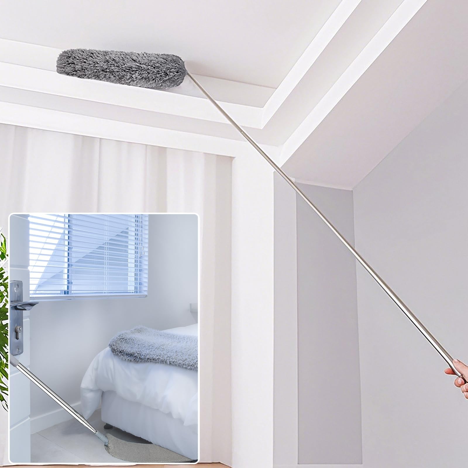 100 Inch Retractable Gap Dust Cleaner Cleaning Tools & Microfiber Feather Duster