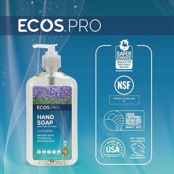 Ecos Pro Pl9665/6 Hand Soap, Biodegradable, Lavender, 6 Pk